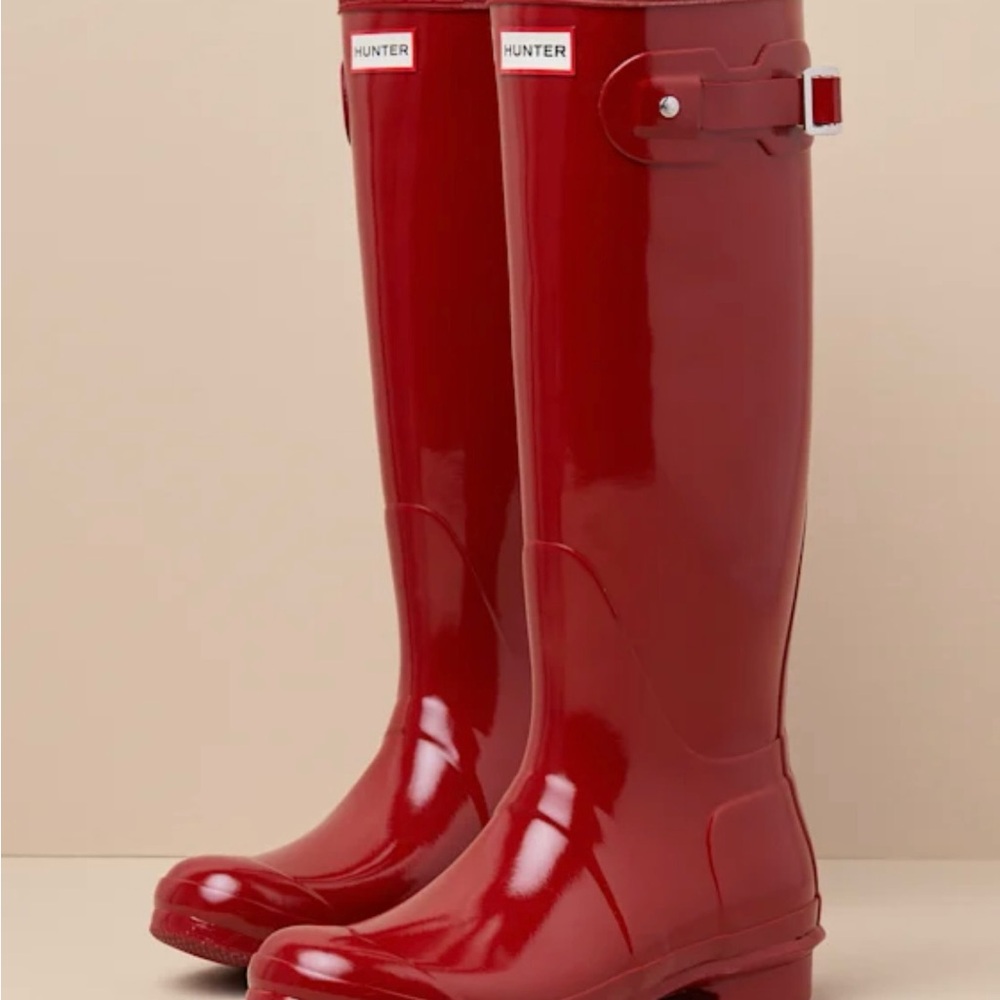 Hunter Glossy Red Tall Boots